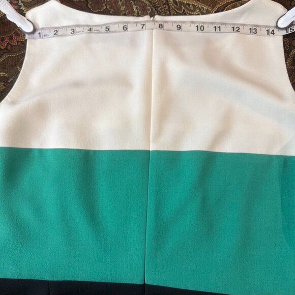 Kasper Dress lined cream green blue sleeveless sheath dress Women's Size 12 - Picture 6 of 11